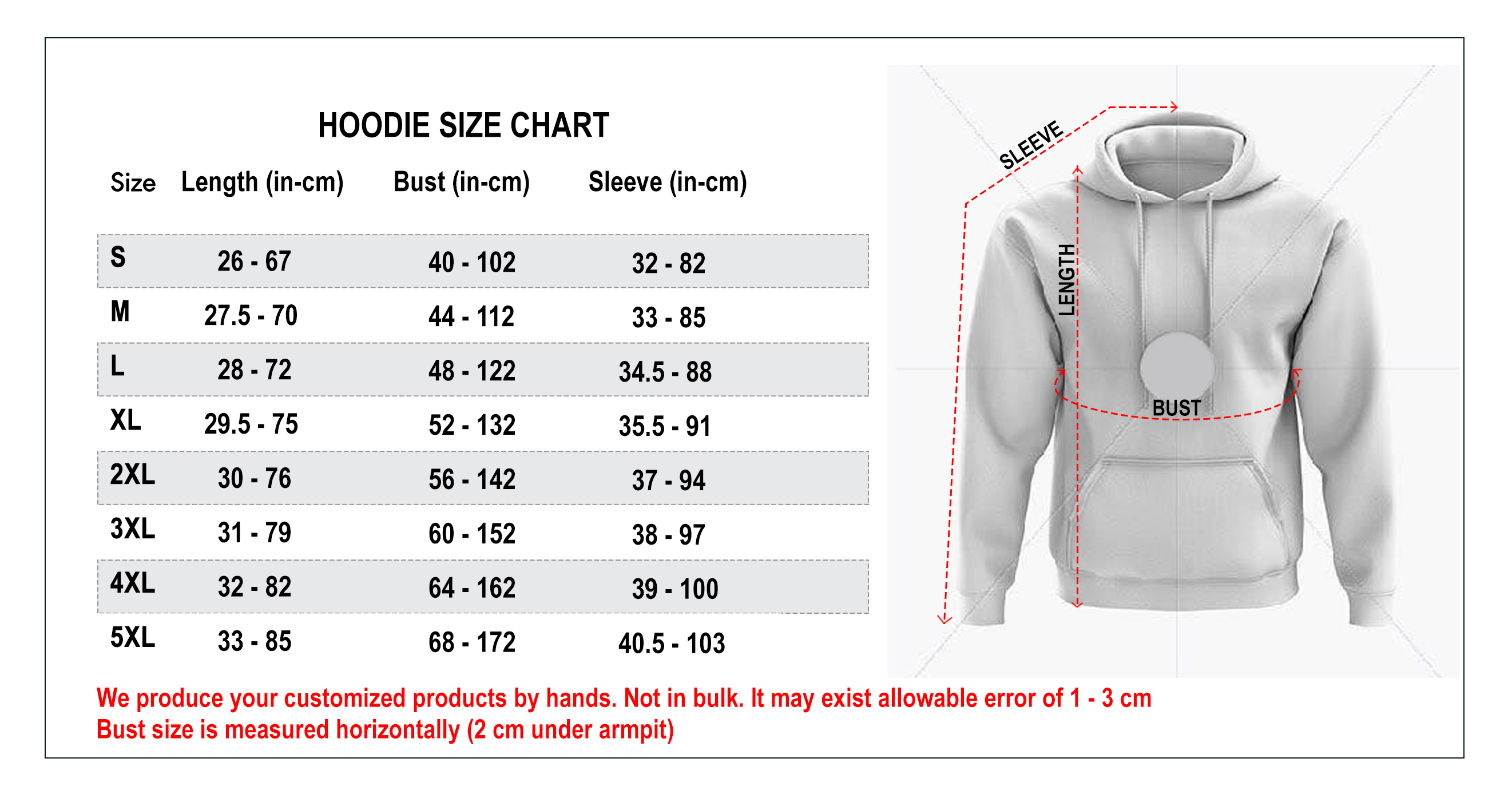 Nike hoodie sales size chart